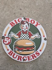 VINTAGE BIG BOY BURGERS PORCELAIN SIGN CAR GAS TRUCK OIL MOTORCYCLE 12