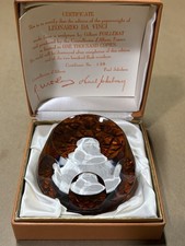 VINTAGE LEONARDO DA VINCI  CRISTAL D'ALBRET PAPERWEIGHT IN Box 130/1000 picture
