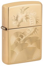 Zippo Golden Dragon Design High Polish Brass Windproof Pocket Lighter, 46822 picture