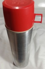 VTG Thermos #2484 by King-Seeley Ribbed Alum Quart W/Both Cups Glass Lined VGC picture
