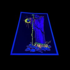 Vintage Y2K 2001 The Reaper Fuzzy Flocked 23”x35” Blacklight Poster USA picture