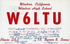 Vintage Amateur Radio QSL Postcard, 1953, W6LTU, Winters, CA, Scott #C39 picture
