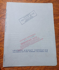 1952 Series 2 Comet Aircraft Propritary Data Lockheed Corp Original Folder JRR51 picture
