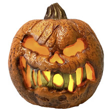 8in Lighted Flaming Pumpkin Jack O Lantern Halloween Decor Animated Timer Prop picture