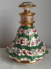 Antique French Paris Porcelain hand  painted large perfume scent bottle decanter picture