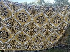 Vintage Jacquard Bedspread Coverlet 102x106 Fringe Reversible Wool? Gorgeous picture