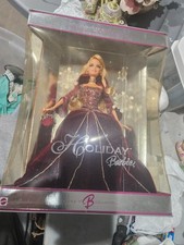 2004 Holiday Edition Barbie burgundy/rose velvet gown in box picture