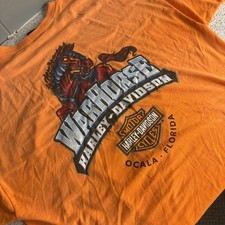 HARLEY DAVIDSON Motorcycles Warhorse Ocala Florida Orange 2XL Shirt Ride Hog picture