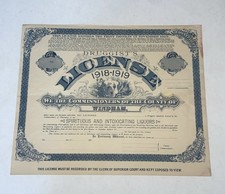 Antique Original 1918-1919 Liquor License, Windham Connecticut picture