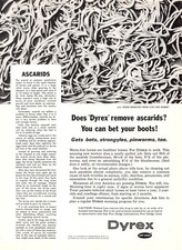 Dyrex by Fort Dodge Removes Ascarids Bots Strongyles Pinworms Vtg Mag Print Ad picture
