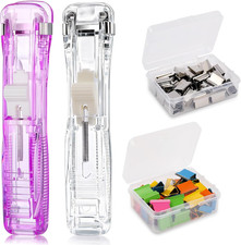 2 Pcs Portable Handheld Paper Clam Clip Dispenser with 100 Pcs Paper Clam Clip R picture