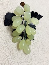 Vtg 1950's Grape Cluster Hand Carved & Polished Chinese Jade ~7”( Stone Fruit) picture