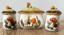 Vintage Sears-1970s Merry Mushroom Salt and Pepper Shaker Set & Napkin Holder picture