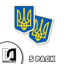 Ukraine Coat of Arms Sticker Self Adhesive 3 inch Ukrainian flag Decals 5pk picture