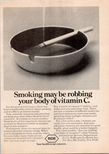 Roche Vitamin C Smoking Health Vintage 1970s Magazine Ad B&W Photo Pharma picture
