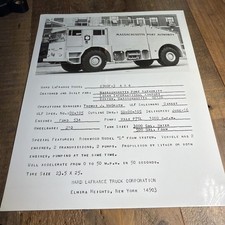 Vintage 1966 Ward LaFrance Fire Truck Photo Spec Sheet Boston Logan Airport 8x10 picture