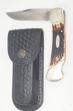Excellent 1984 Western USA Model 542 Folding Hunters Knife w/ Leather Case picture