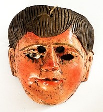 VTG GUATEMALAN HAND CARVED WOOD FOLK ART CONQUISTA SPANIARD DANCE MASK GUATEMALA picture
