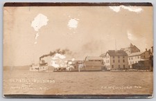 Comstock Buildings Dock Morristown New York NY Steamboat RPPC Postcard 1910 picture