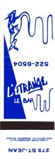 L'Estrange Le Bar Pembroke Ontario Vintage Matchbook Cover 1970s picture