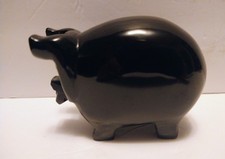Vintage 1965 Hand Carved ( Black Marble ) Pig Solid / Heavy Figure picture