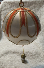 Vtg White Satin Ball Ornament Musical Pull String Jingle Bells Christmas Japan picture
