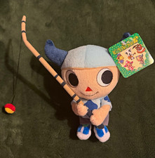 RARE vintage 2001 Animal Crossing villager boy plush, Tag, Fishing Rod, Blue Hat picture
