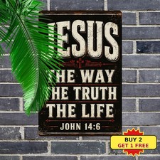 Jesus The Way Truth Life John Bible Verse Metal Plaque 8x12 Inch picture