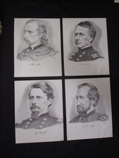 4 Civil War Prints - Union Generals, Custer, Hooker, Rosecrans & Hancock picture
