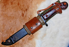 Vintage Romanian Rifle Knife Bayonet w/ Scabbard & Frog - Unissued picture