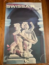 SWISSAIR Airlines Europe Vintage 1961 Travel Poster Nikolaus Schwabe picture