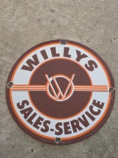  VINTAGE WILLYS-OVERLAND JEEP PORCELAIN SIGN 