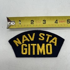 Vintage U.S. Navy Station GITMO Guantanamo Bay Patch On Felt Cap Shoulder 4.5” picture