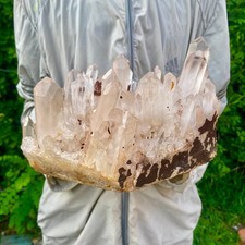10.25LB Large Natural Clear White Crystal Quartz Cluster Energy Healing Specimen picture