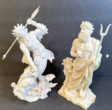 Rare Veronese Poseidon & Hades Marble Finish Cold Cast Resin Statue Set 11-13” picture