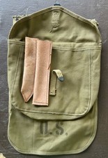 1 ORIG WWII Canvas Mess Kit POUCH w/Leather Knife & Fork Sheaths & Cut Pack Flap picture