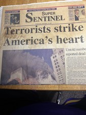 2001 9/11 Newspapers • ATTACKED & Bush Get Ready for War • 2 Front Sections picture