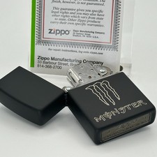 Monster Energy Custom Laser Engraved Zippo Lighter - Black Matte Windproof picture
