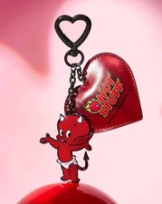 Harvey Comics Hot Stuff Little Devil Keychain Red Faux Leather Puffy Heart NEW picture