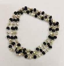 Black TULSI TULASI Mala with 925 Sterling Silver Beads 23 inch  picture