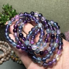 5Pcs Wholesal Natural Polish Rainbow color Fluorite crystal bracelets ball 8mm picture