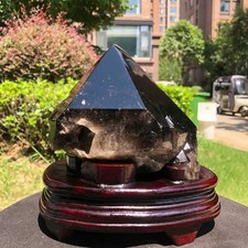 6.66LB Natural Smoky Quartz Mineral Quartz Crystal Mineral Reiki healing+Stand picture