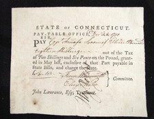REVOLUTIONARY WAR OFFICERS PAY LEBANON CONNECTICUT 1781 picture