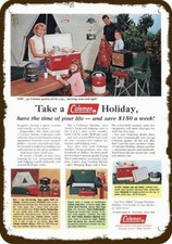1966 COLEMAN Camping Equipment & Family Camp DECORATIVE REPLICA METAL SIGN picture