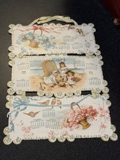 Antique 1904 Die Cut Ribbon Calendar Victorian Children Beach Ephemera Vintage picture