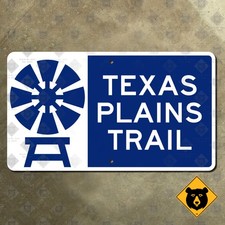 Texas Plains Trail highway road sign scenic route palm Heritage 1998 21x12 picture