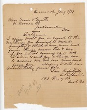 1887 Savannah GA Letter to Jacksonville FL Unanswered Payment Promise SR Harris picture