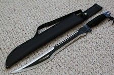 25” Machete Fang Black Full Tang Nylon Sheath Tactical Stealth Nylon Sheath Saw picture