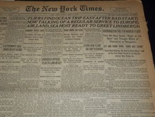 1927 JUNE 10 NEW YORK TIMES NEWSPAPER - SEA HOST GREET LINDBERGH - NT 9548 picture