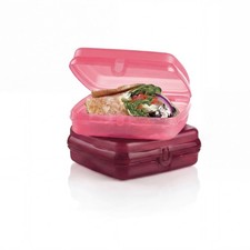 Tupperware Eco Plus Sandwich Keeper Container Set Red Pink New picture